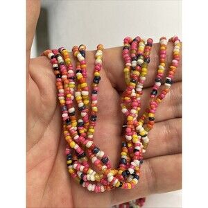 18” Multi Color 6 Strand Seed Bead Statement Necklace